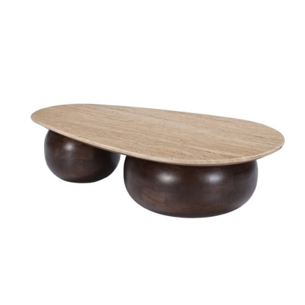 MESA CENTRO MADERA MINDI MARMOL 120x70x31CM