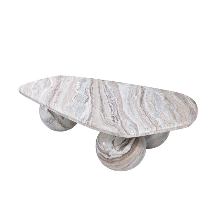 MESA CENTRO MARMOL TRAVERTINO MARRON 120x70x32CM - Imagen 3
