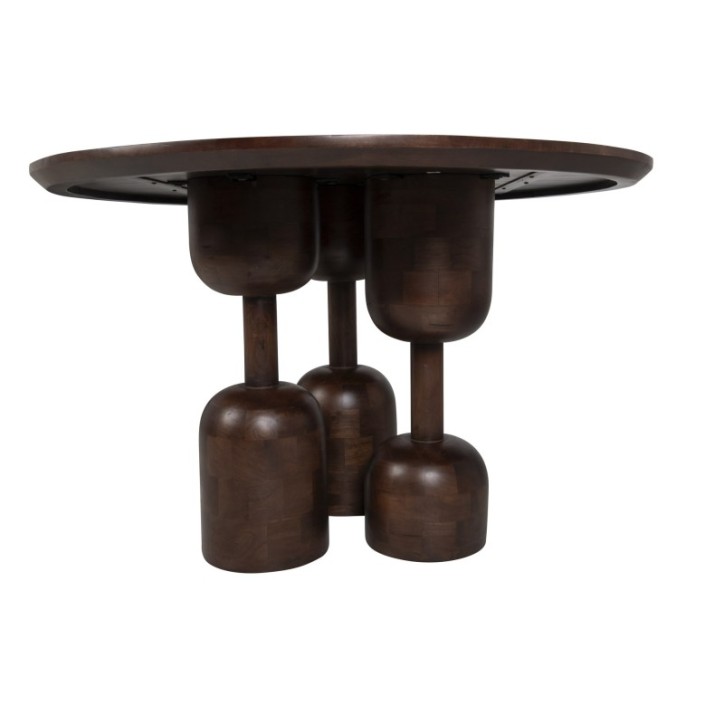 MESA COMEDOR MADERA MINDI MARRON 120x120x76CM - Imagen 6